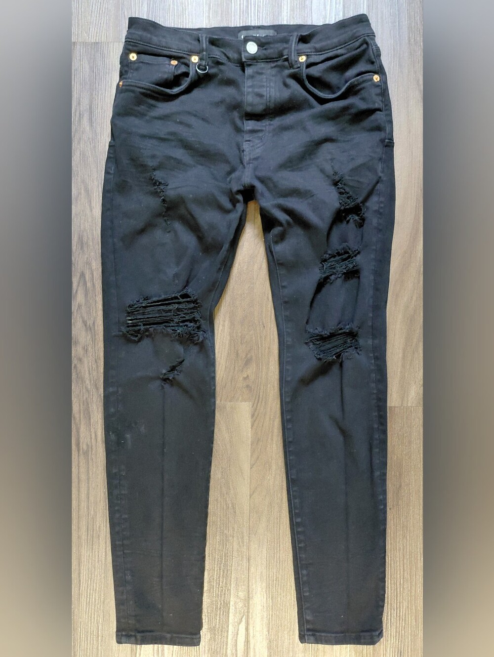 Purple Brand P002 Slim Fit Jeans Mens [34] Black Mid Rise Dropped Fit Denim